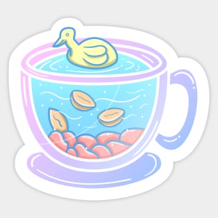 Duck and coffee cup Sticker